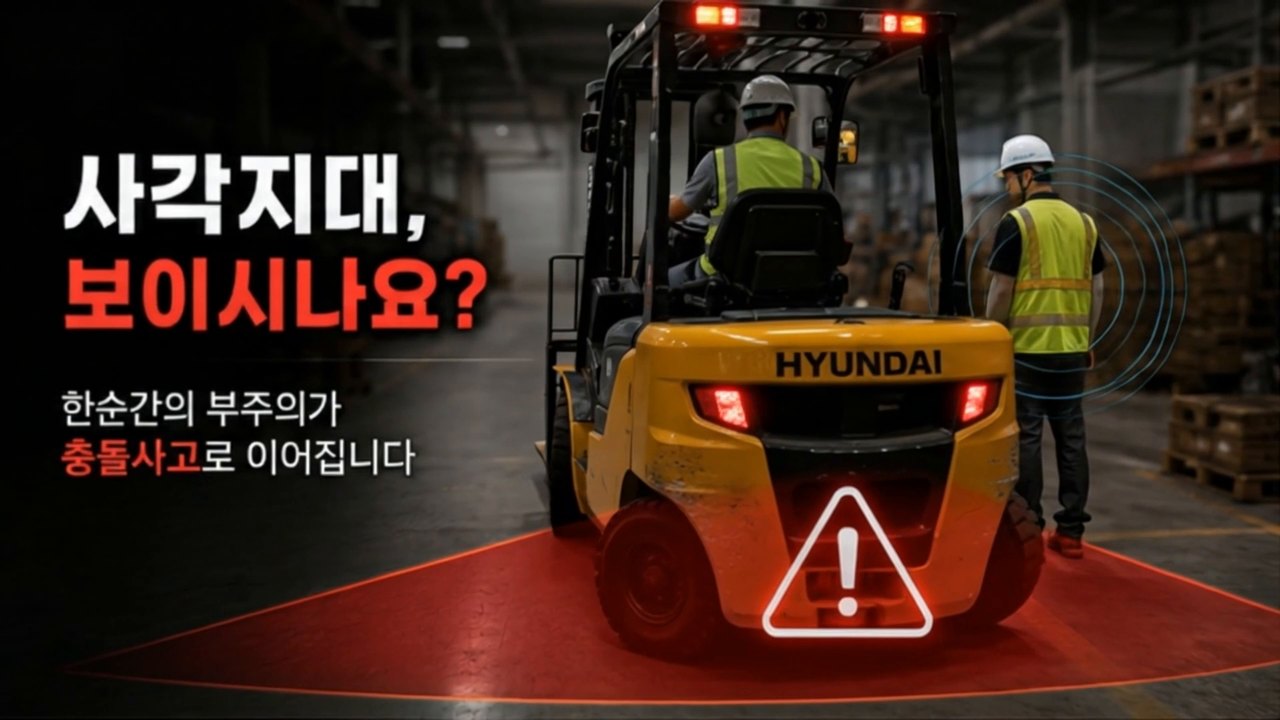 지게차 운전석에서 보이지 않는 후방·측면 사각지대
